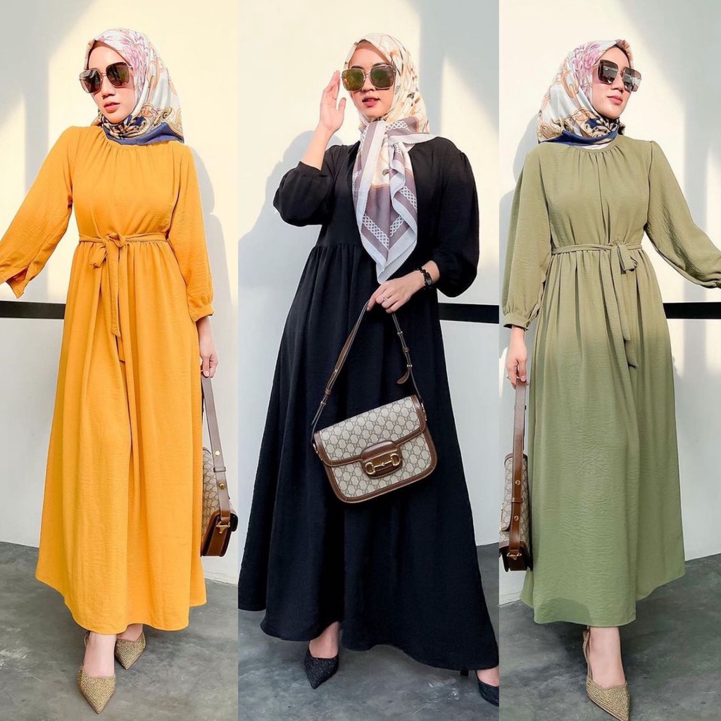 1KG MUAT 4PCS | NADA MAXY DRESS  CRINKLE HITS OOTD ALA SELEBGRAM FASHION GROSIR WANITA TERMURAH