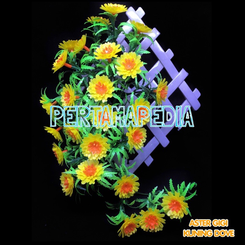 C5 Bunga Aster Gigi/Bunga Plastik/Daun Plastik/Rumput Plastik/Daun Rambat Plastik/Bunga Dekorasi-Kuning Dove