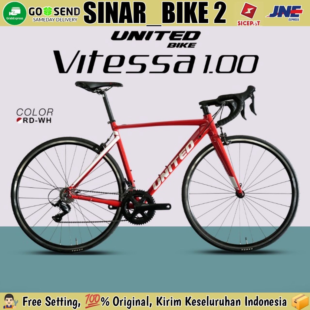 Sepeda Roadbike UNITED VITESSA 1.00 1.0 700C Balap Alloy 18 Speed