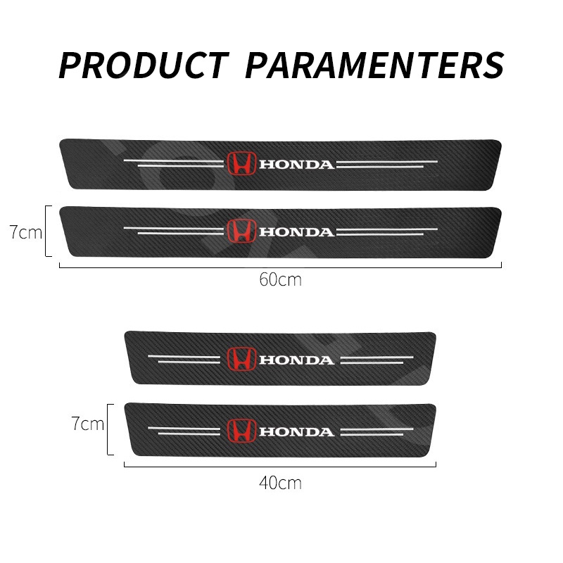 4pcs Stiker Strip Carbon Fiber Pelindung Pintu Mobil Honda Brio BRV Vezel MUGEN