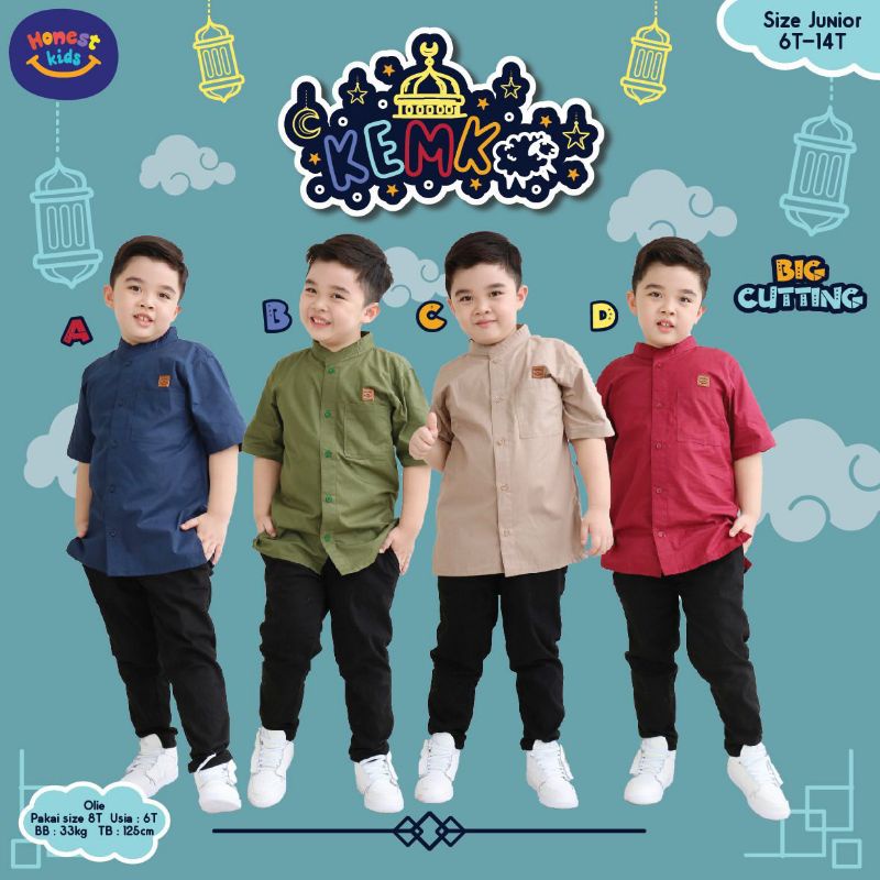 KEMEJA KOKO ANAK LAKI LAKI SIZE 6-14 TAHUN - KEMKO HONESTKIDS