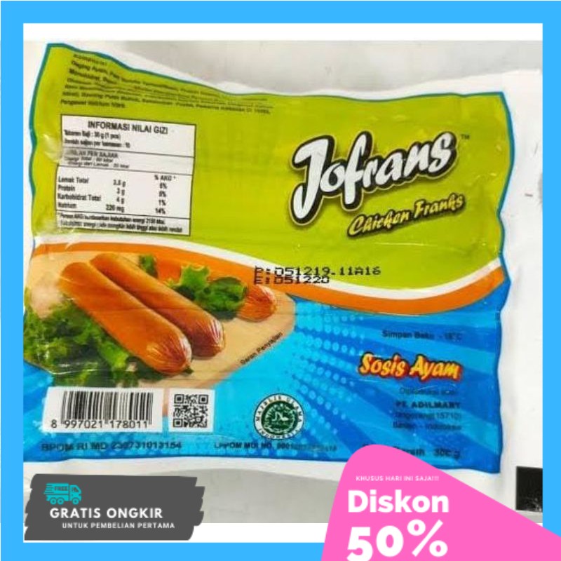 Jofrans Sosis Ayam (Chicken Franks) isi 15 berat 360 gr