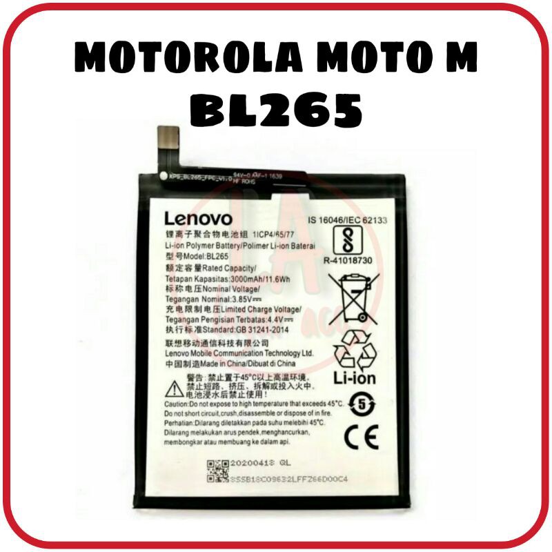 Baterai Battery Motorola Moto M BL265