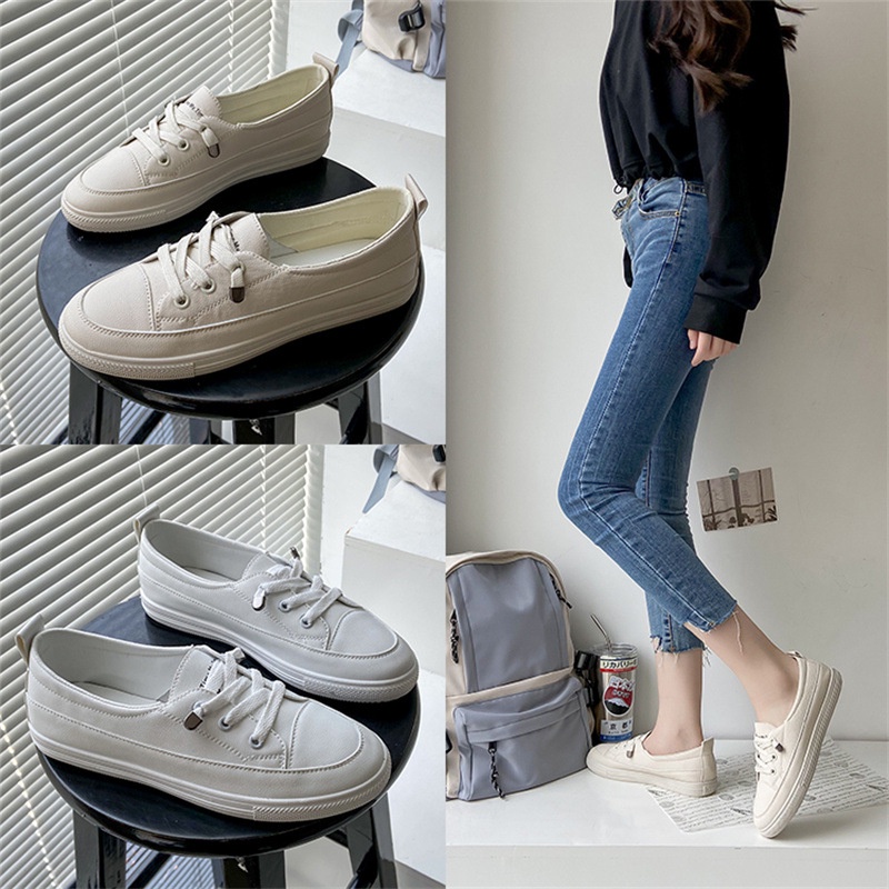 COD Sneakersdaily 3103 Sepatu Sneakers Kanvas Wanita Casual Sport Putih Tali