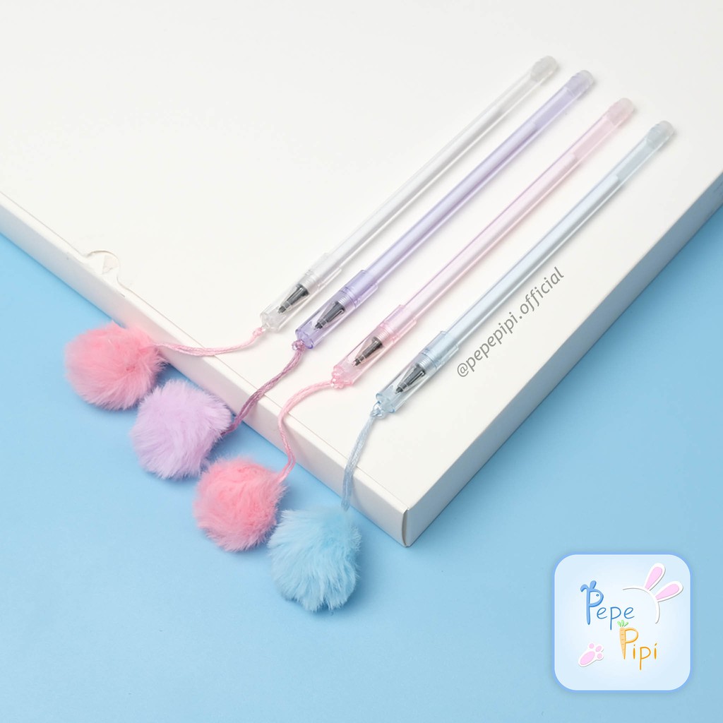 4 dan 12pcs Pena Pom-pom, Pen, Bolpen, Pulpen Gelpen Karakter Lucu