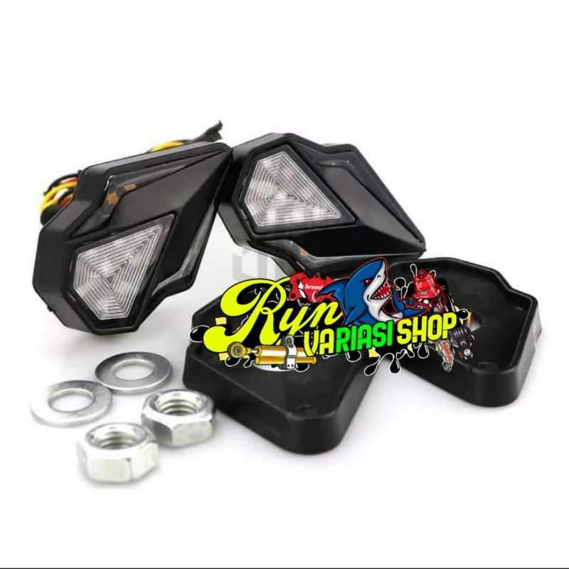 lampu sen tempel led running flash 2 warna fairing mdel alien predator cbr 150 cbr 250 ninja 150 gsx