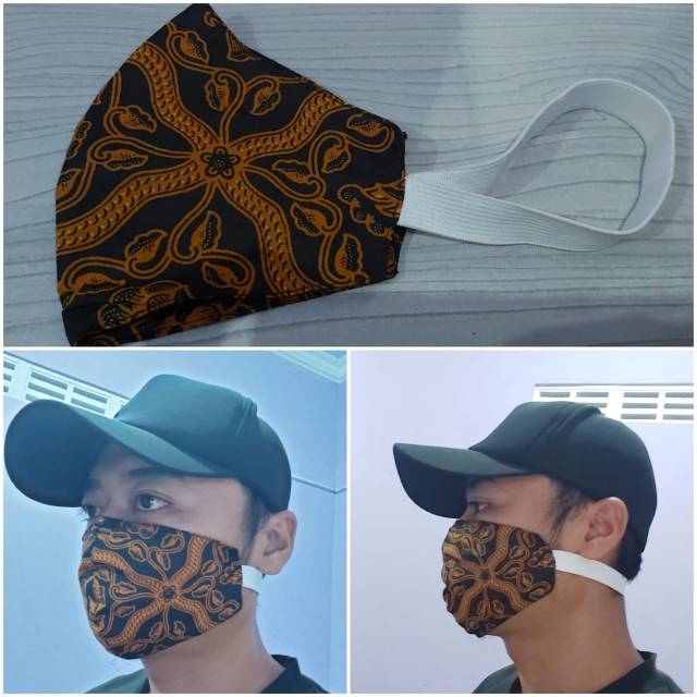 1 lusin Masker  batik 2 lapis model cakil motif dan model random