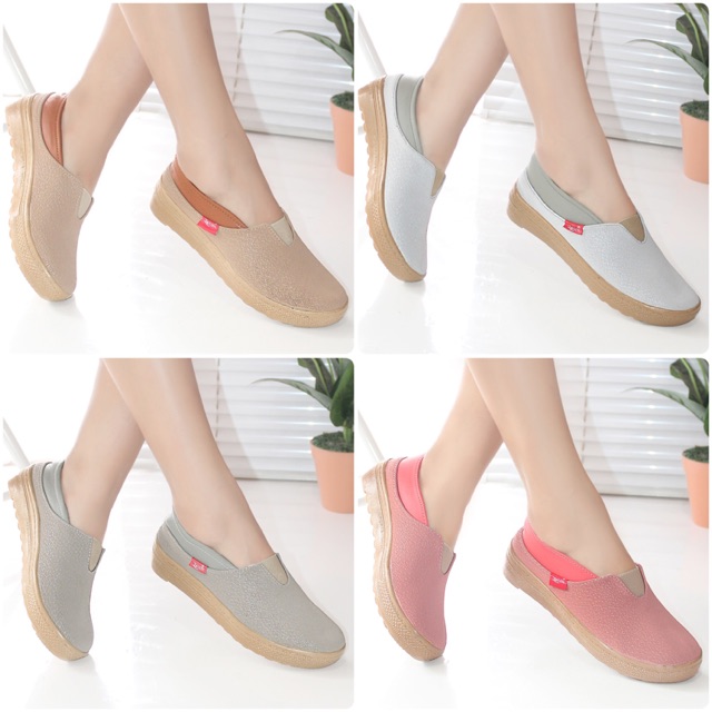  Sepatu  Wanita  Slip On Murah  Kulit Casual Slipon Shoes  