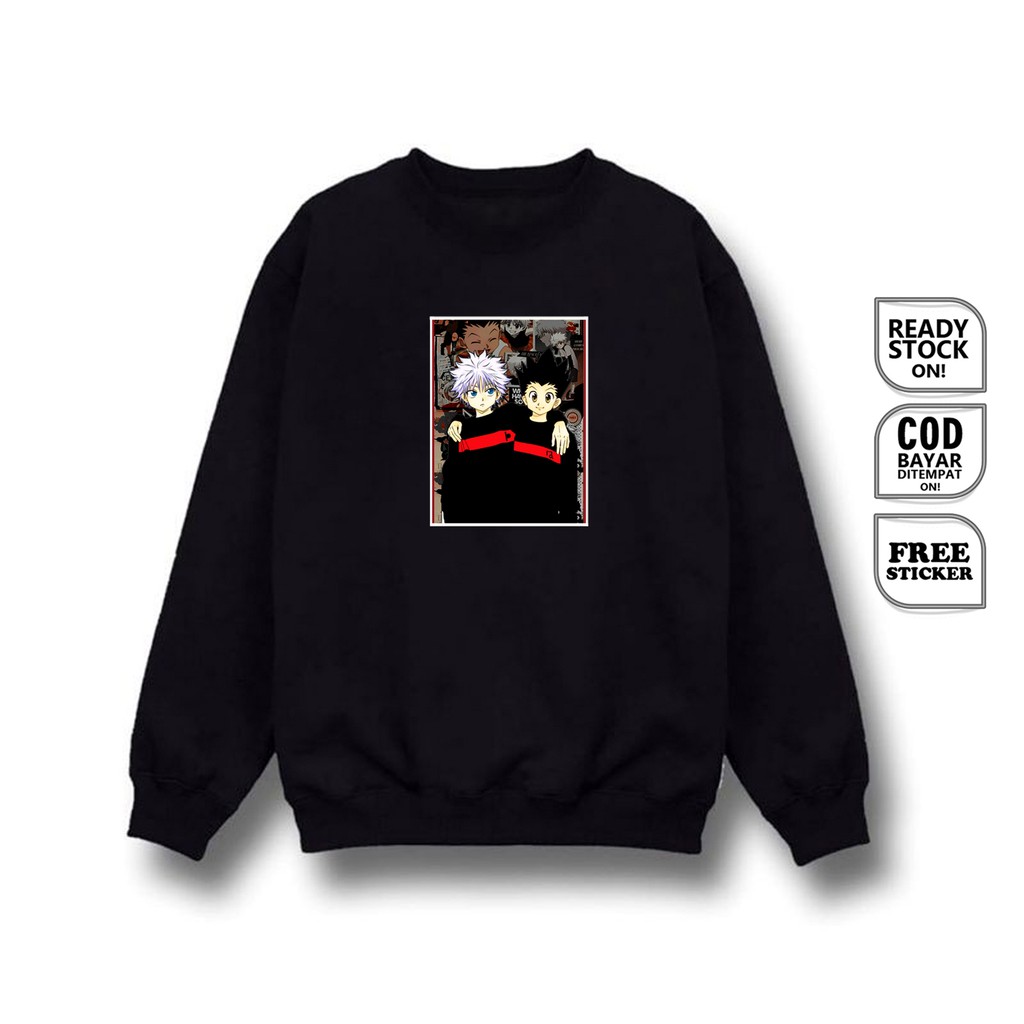 SWEATER CREWNECK ANIME HUNTER X HUNTER KILLUA ZOLDYCK GON FREECSS MANGA BAJU JEPAMG HXH JAPAN SIGN