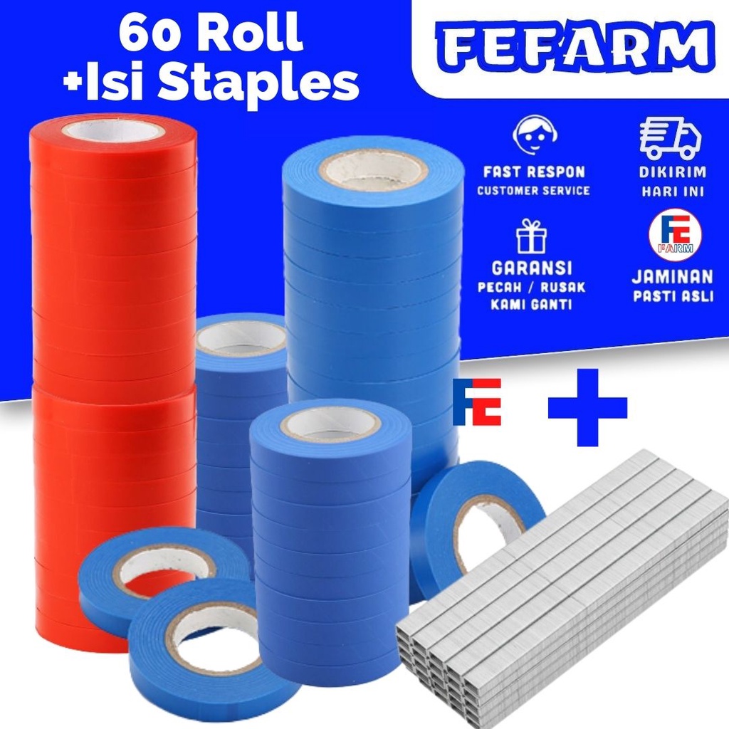 Paket Pita Tapetool 1 Kotak Staples + 60 Roll FEFARM