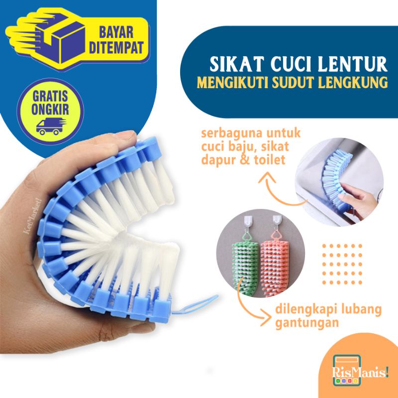 FLEXIBLE WASHING BRUSH - Sikat Cuci Lentur Serbaguna Lengkungan Wastafel Dapur Toilet WC Bulu Halus