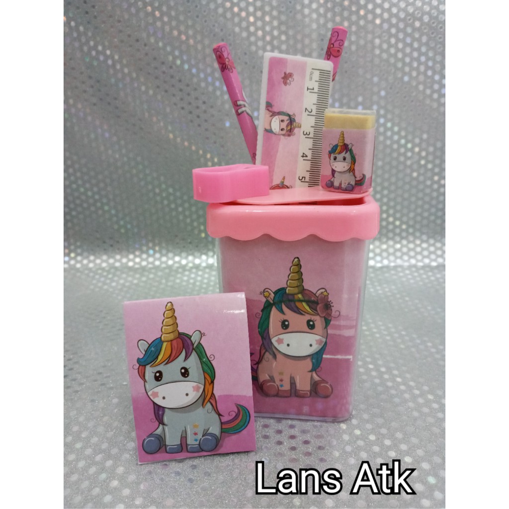 

Pensil Set Anak / Study Set Fancy / Alat Tulis Set + Tempat (model 6)