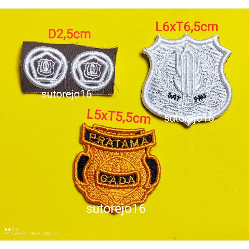 atribut seragam baju pdl emblem logo gada pratama kewenangan monogram satpam bordir timbul