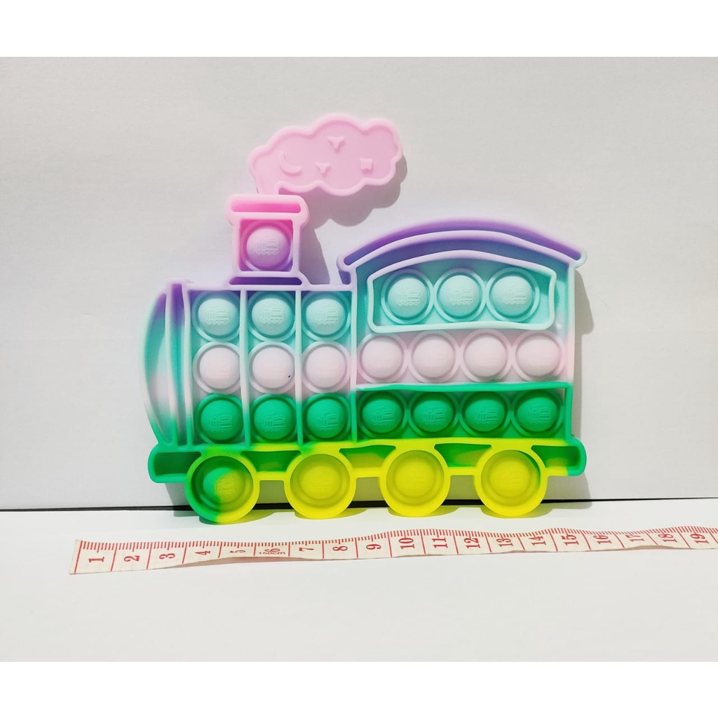 Mainan pop it murah popit Pop Its Square rainbow multicolor Fidget Toy Push bubble Penghilang Stres-kereta api