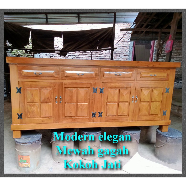 Bufet pendek laci minimalis modern kayu jati