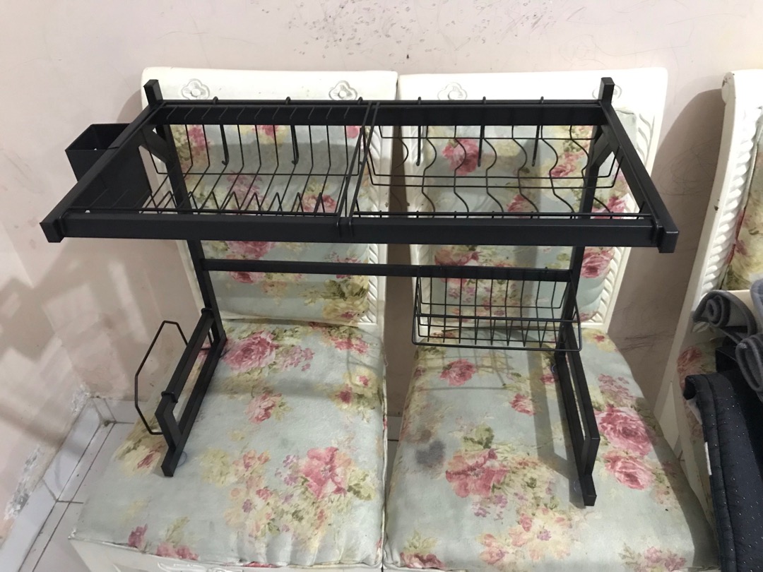 Olla Hom - Rak Dapur Hitam Rak Wastafel Rak Piring Dan Peralatan Dapur 65 Cm Dan 85 Cm