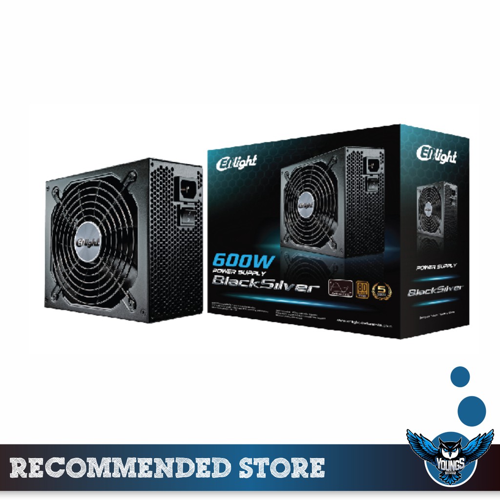 PSU ENLIGHT 600W BLACKSILVER 80+ BRONZE Support Dual Processor GARANSI 5 TAHUN