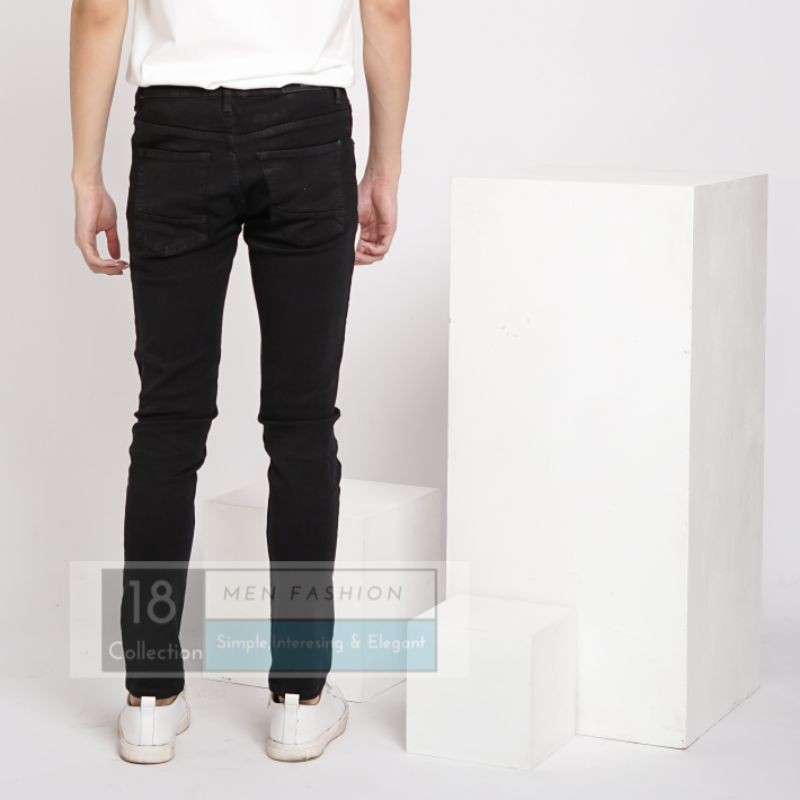 Full Black Ripped Soft Jeans / Celana Panjang Sobek / Celana Jeans Sobek Lutut / Celana Hitam Sobek