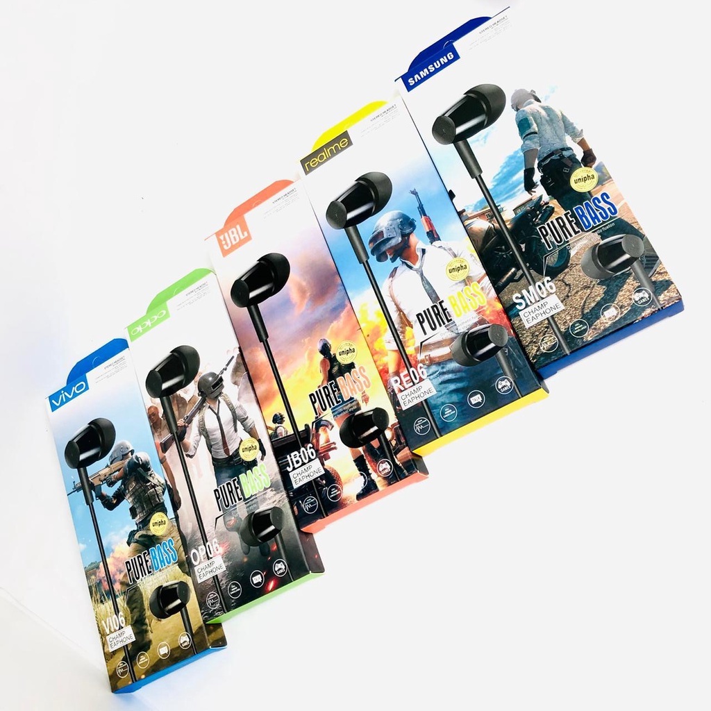Handsfree Earphone JB-06 Pure Bass Original Hi-Res Sound For 3.5mm Jack Headset Extra Bass With Mic [MPG]