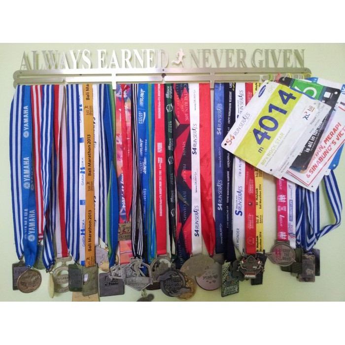 MEDAL HANGER - GANTUNGAN MEDALI - ALWAYS EARNED NEVER GIVEN - STAINLESS