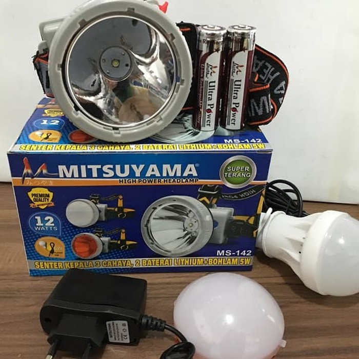 Senter Kepala 12W 12 Watt Dua Warna Putih Kuning Tahan Lama MS142 Mitsuyama