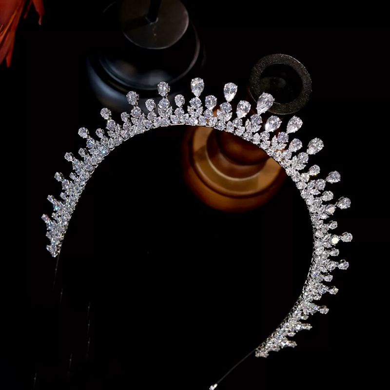 Zircon crown premium A005 mahkota bridal memanjang sampai telinga