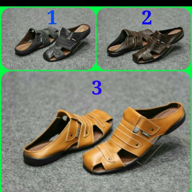 ENOZ X KIWARI - Sepatu Sandal Slop Bustong Kulit sapi asli Sepatu Sendal original Handmade Pria Laki Cowok Dewasa Murah Promo Harga Terjangkau