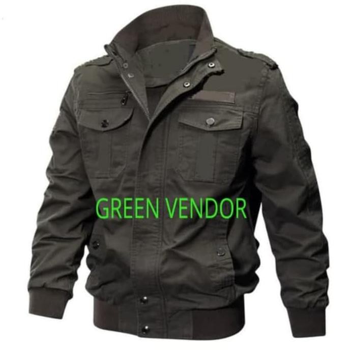 JAKET BOMBER BIG SIZE ARMY 3XL SD 8XL - JAKET BOMBER JUMBO ARMY