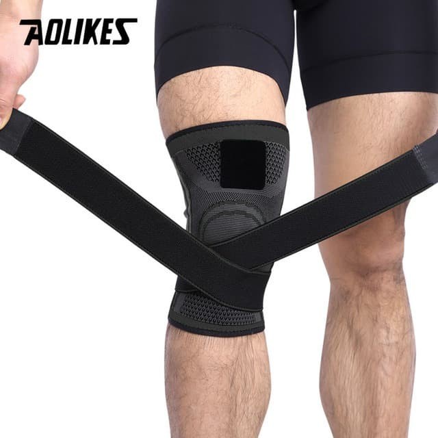 AOLIKES Pelindung Lutut Olahraga Knee Support Fitness BLACK