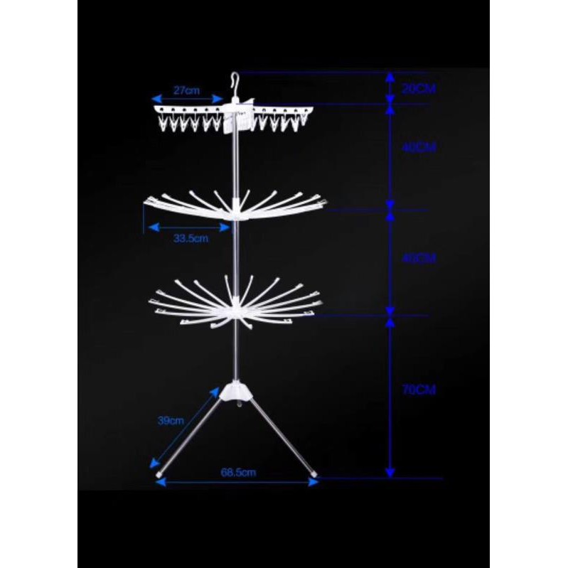 Standing Rak Jemuran Baju Lipat Rak Susun Handuk Rak Kaus Kaki Big Foldable Hanger Driying-PUTIH