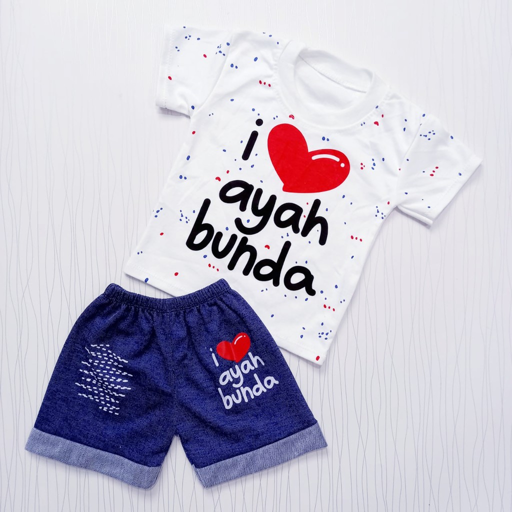 setelan pakaian anak laki-laki set baju bayi &lt; 1 tahun pakaian casual i love ayah bunda