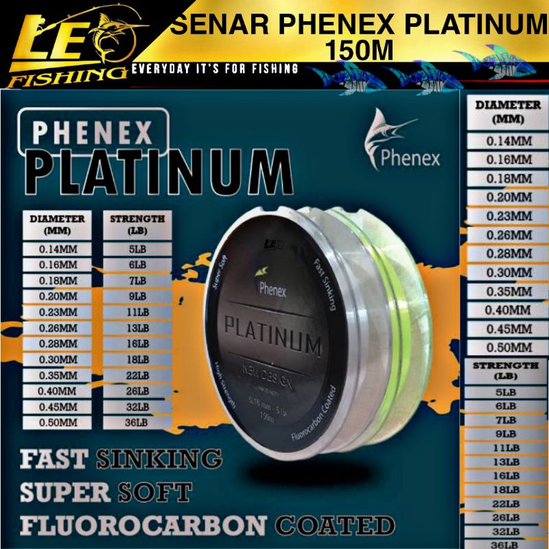 SENAR PANCING PHENEX PLATINUM 150M SUPER SOFT SINKING SUPER STRONG TERLARIS