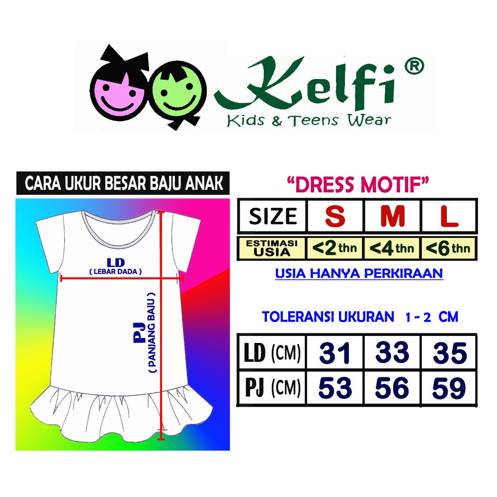 PROMO 10.10 KELFI DRESS MOTIF ANAK USIA 2 - 6 TAHUN =&gt; UNIQUE EDITION