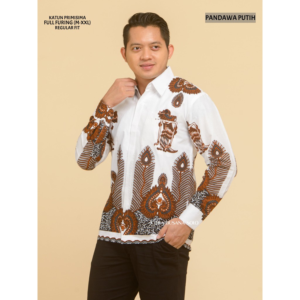 PANDAWA PUTIH Kemeja Batik Pria Lengan Panjang Full Furing Katun Primisima