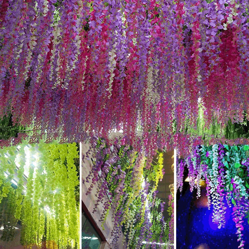 Tanaman Bunga Rambat Hias Bunga Wisteria Plastik Juntai Gantung Ornamen Pajangan Dekorasi Rumah Indoor Artificial Flower Satu7an PBP102