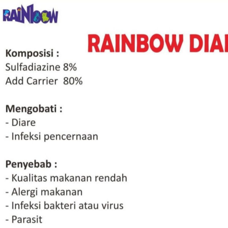 Rainbow Obat diare 8ml Kucing Anjing dan Kelinci - Obat diare Hewan