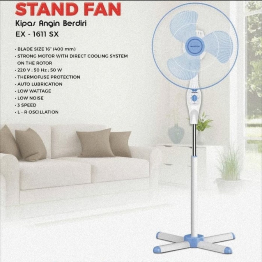 MASPION Kipas Angin Stand Fan 16&quot; EX 1611 SX - Garansi Resmi 1 Tahun