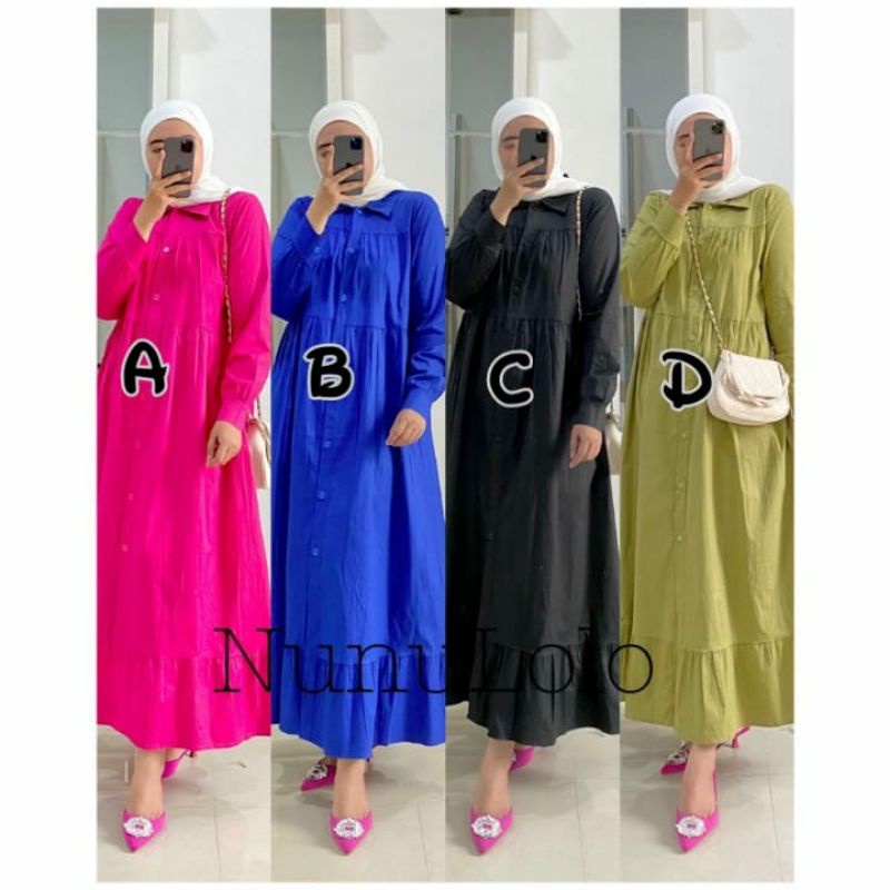 hanin poplin midi dress by nunulolo gamis katun poplin busui outer ootd hijab gamis harian daily cas