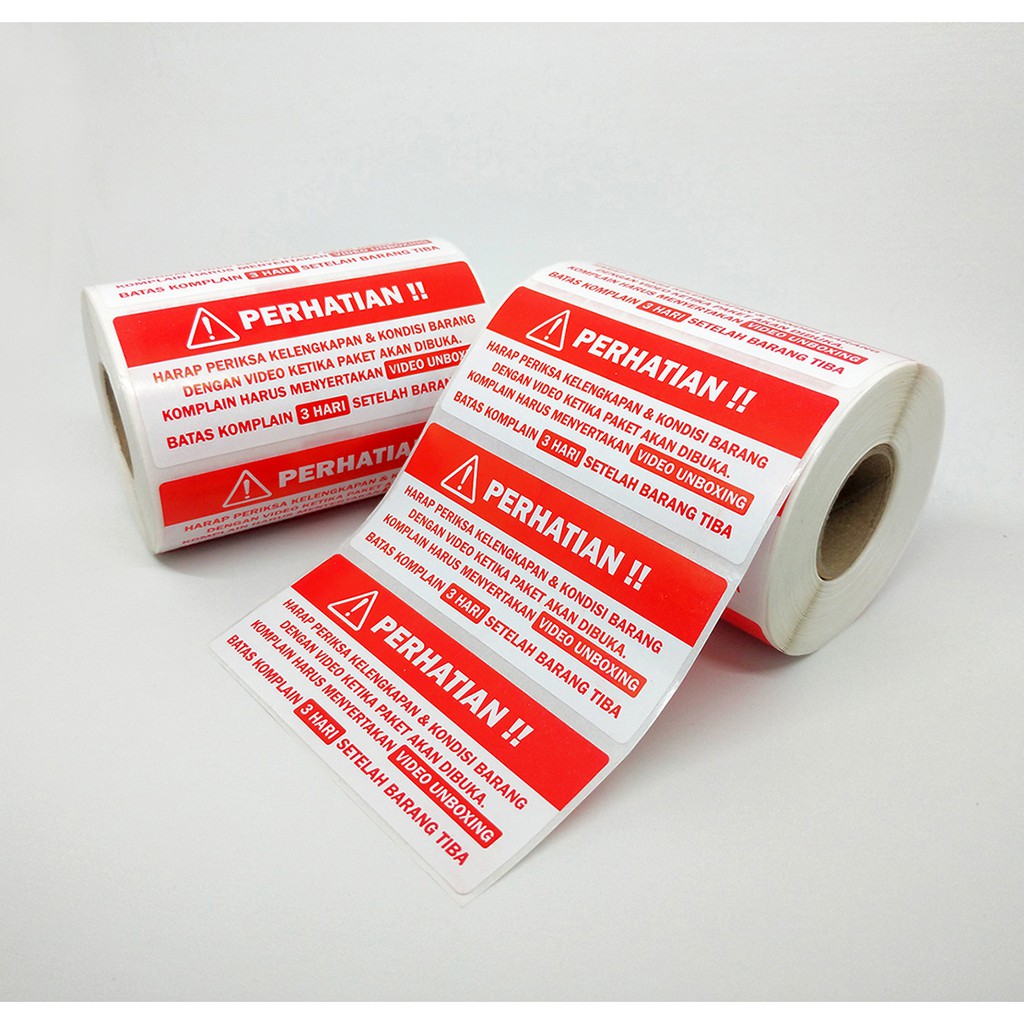 

Sticker Perhatian Video Unboxing Stiker Label Pengiriman Ol Shop 8,5 x 3,5 cm(1 Roll/500 pcs)