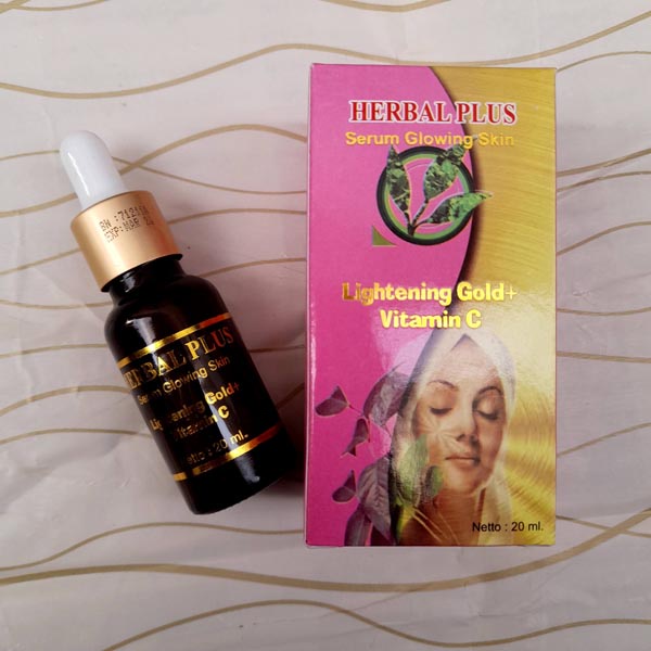 [20ML] [BPOM] HERBAL PLUS Serum Glowing Skin Lightening Gold + Vitamin C 20ml | Serum Mencerahkan_Cerianti