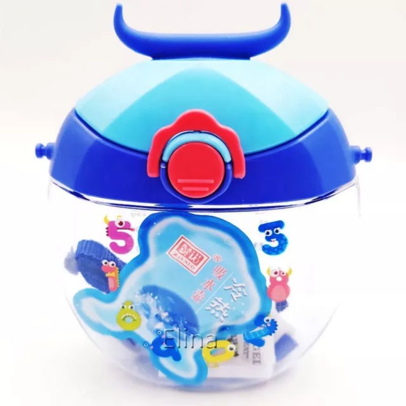 Botol Minum Anak Bulat Kartun Lucu 400ml / Botol Air Transparant BPA FREE