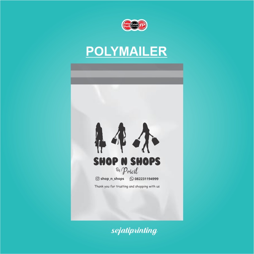 

Sablon Plastik Murah 40cm x55cm,FREE DESAIN - SEJATIPRINTING - POLYMAILER PUTIH