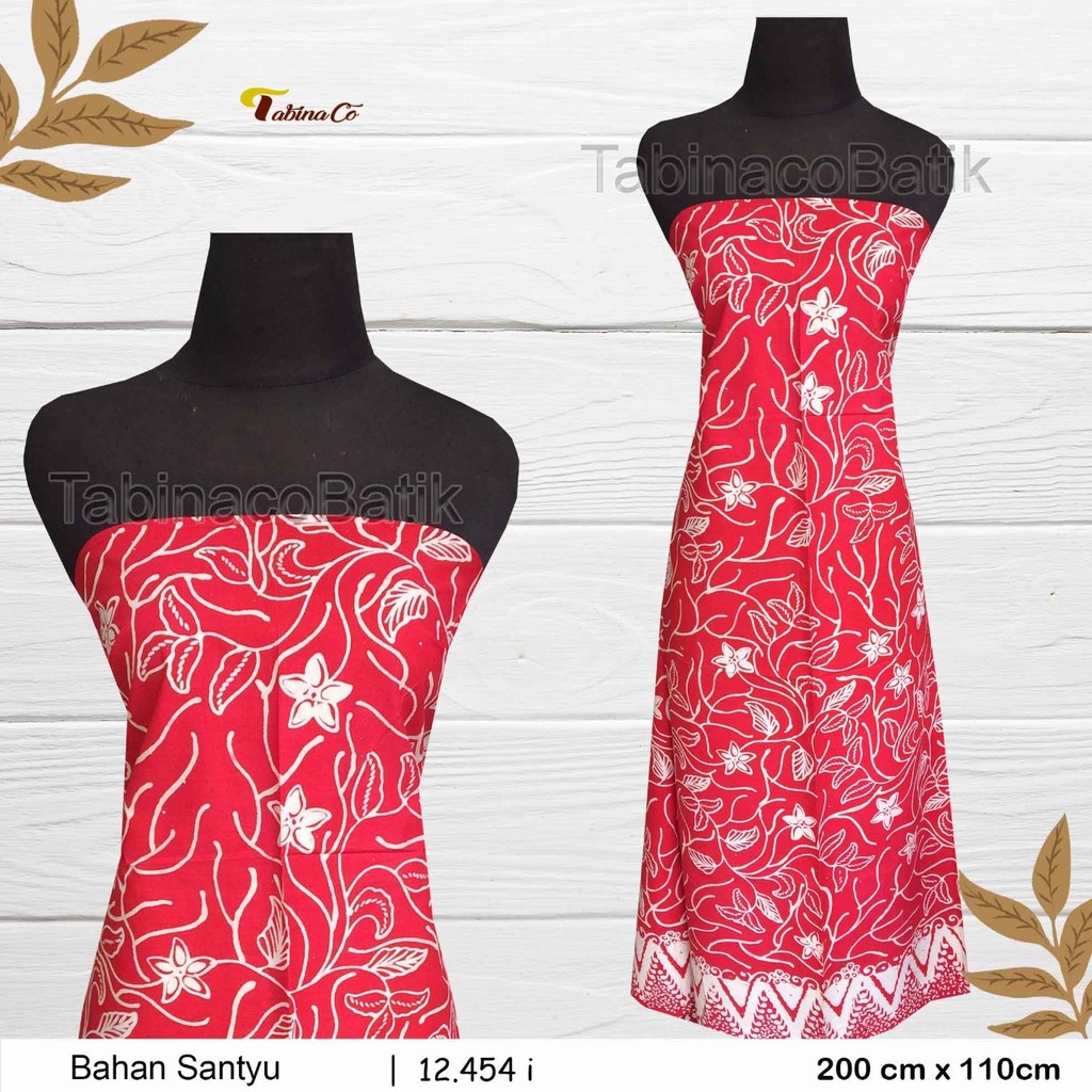 kain batik tulis madura warna merah kombinasi putih motif cantik 12.454i