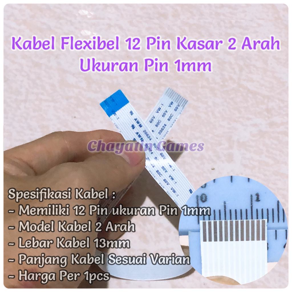 Kabel Flexibel 12 Pin Kasar 2 Arah Panjang Varian Ukuran Pin 1mm