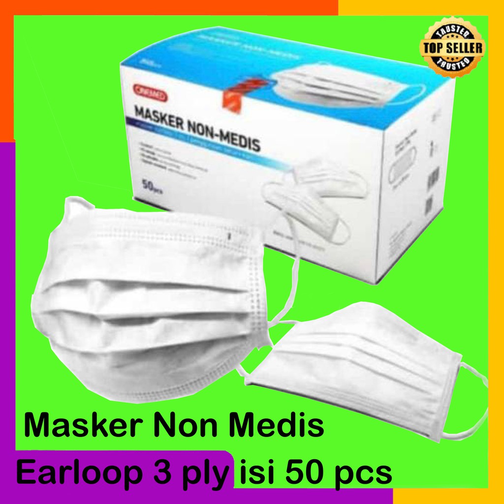 Masker 3ply 50pcs disposable earloop Non Medis merk Onemed