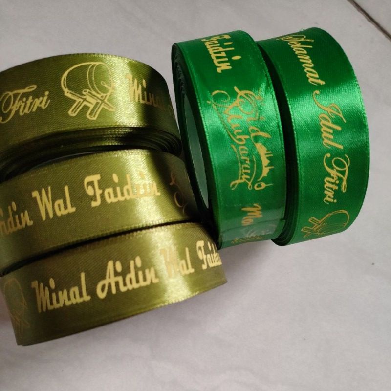 

pita satin hampers roll lebaran minal aidin/happy eid mubarak 2.5cm murah premium berkualitas