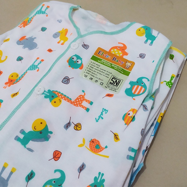 3 Pcs Baju Bayi Tangan Buntung Kutung Tanpa Lengan Elvira Baby Newborn Mix Warna 0-3 Bulan
