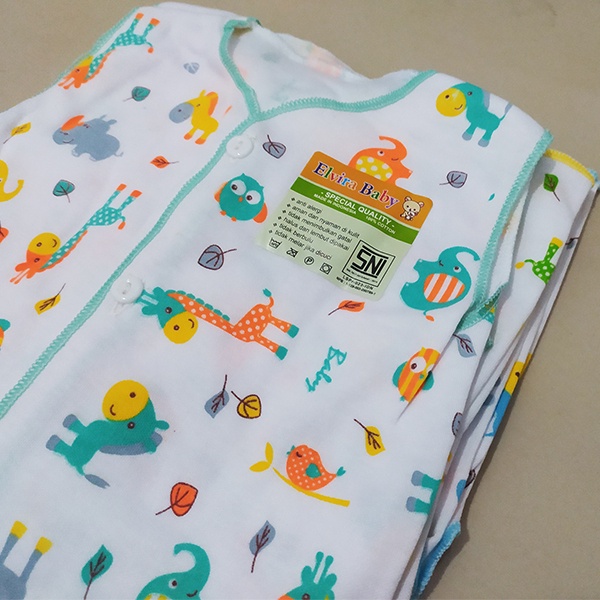 3 Pcs Baju Bayi Tangan Buntung Kutung Tanpa Lengan Elvira Baby Newborn Mix Warna 0-3 Bulan