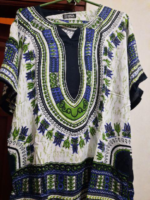 [promo] Kaos Etnik Dashiki Pria Wanita Dasar Putih All Size