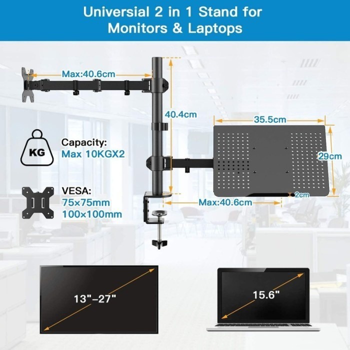 Stand Bracket Breket Berdiri Monitor LED Laptop Holder Jepit Meja Desk